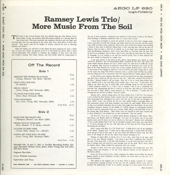 The Ramsey Lewis Trio - More Music From The Soil - LP