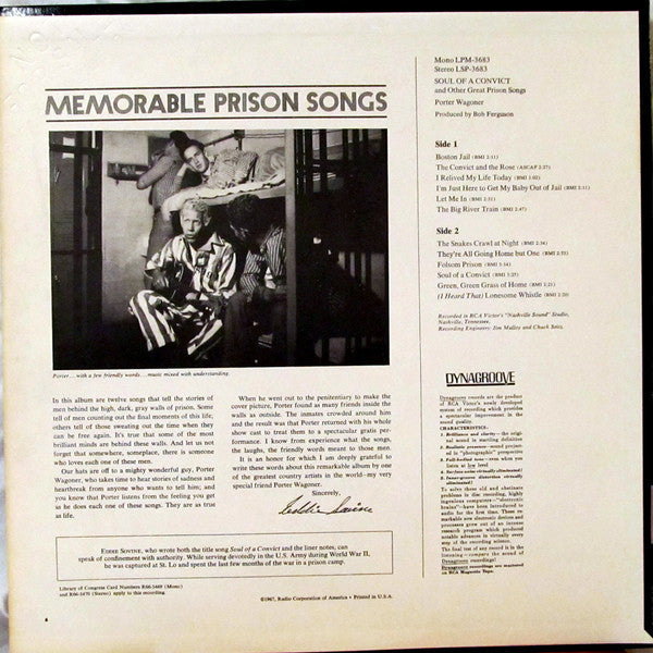 Porter Wagoner - "Soul Of A Convict" And Other Great Prison Songs - LP