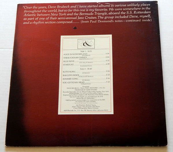 Dave Brubeck, Paul Desmond - Brubeck & Desmond 1975: The Duets - LP