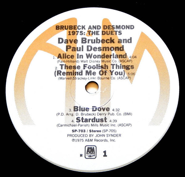 Dave Brubeck, Paul Desmond - Brubeck & Desmond 1975: The Duets - LP