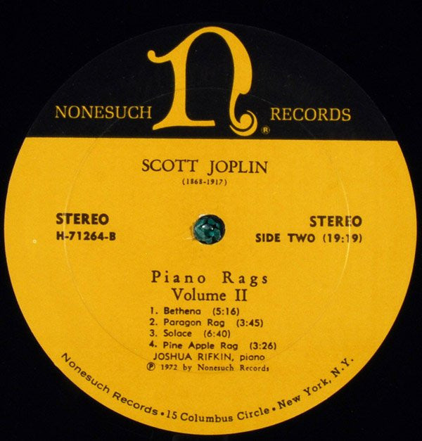 Scott Joplin - Joshua Rifkin - Piano Rags, Volume II - LP