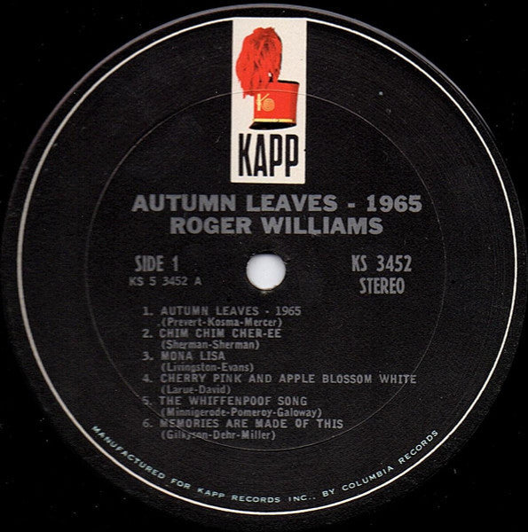 Roger Williams  - Autumn Leaves - 1965 - LP