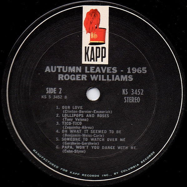 Roger Williams  - Autumn Leaves - 1965 - LP