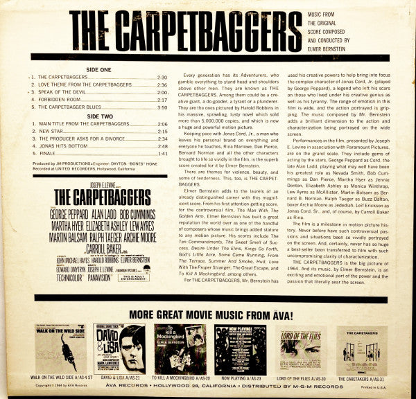 Elmer Bernstein - The Carpetbaggers (Music From The Original Score) - LP