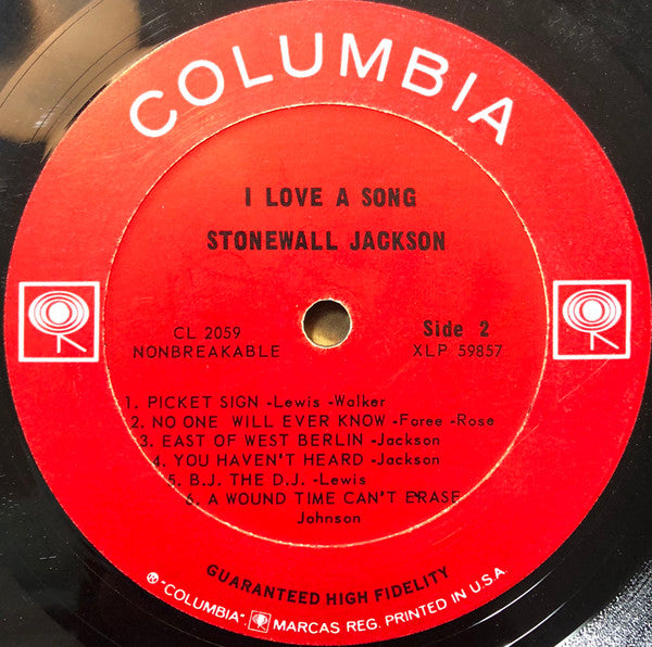 Stonewall Jackson - I Love A Song - LP