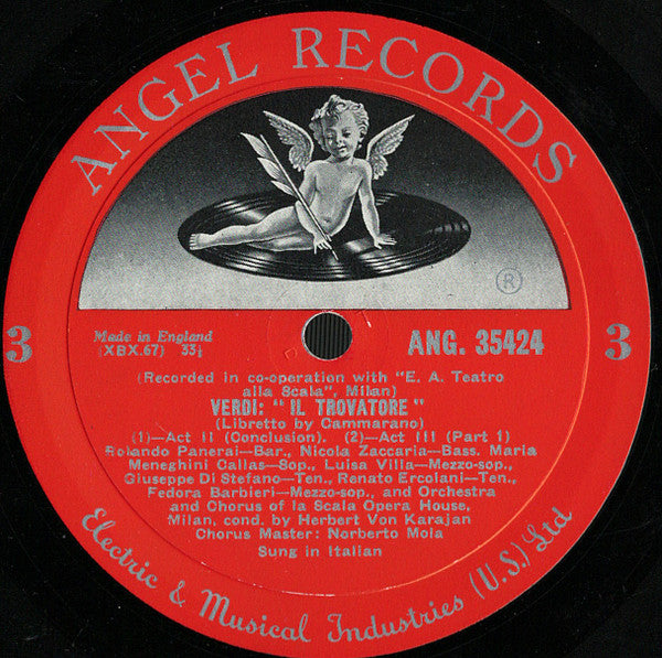 Verdi*, Maria Callas, Guiseppe Di Stefano*, Rolando Panerai, Fedora Barbieri, Orchestra* And Chorus Of La Scala, Milan*, Norberto Mola, Herbert Von Karajan - Il Trovatore - LP