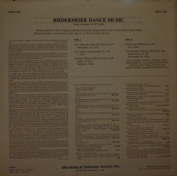 Franz Schubert - Biedermeier Dance Music - LP