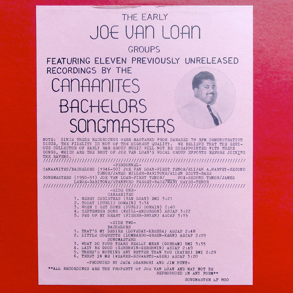 Joe Van Loan, The Canaanites*, The Bachelors (9), The Songmasters (3) - The Early Joe Van Loan Groups - LP