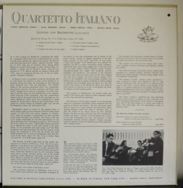 Beethoven*, Quartetto Italiano - Quartet For Strings In B Flat Major, Op. 130 - LP