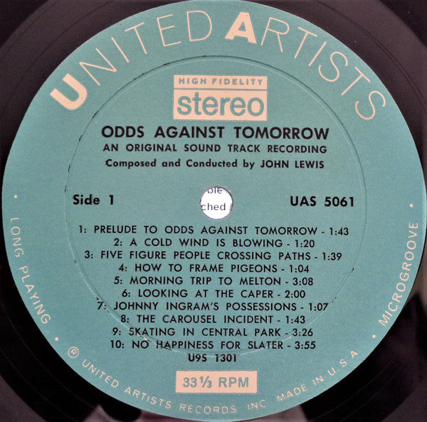 John Lewis  - Odds Against Tomorrow (Original Music From The Motion Picture Soundtrack) - LP