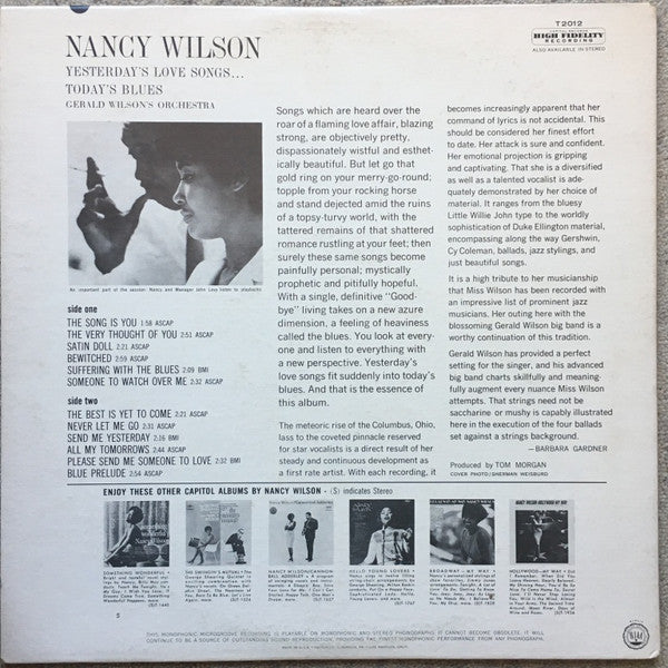 Nancy Wilson / Gerald Wilson's Orchestra* - Yesterday's Love Songs • Today's Blues - LP