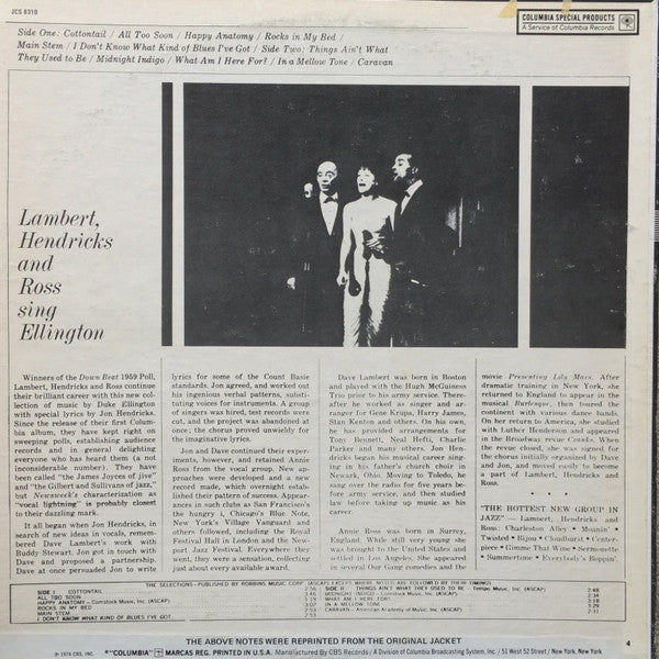 Lambert, Hendricks & Ross With The Ike Isaacs Trio - Sing Ellington - LP