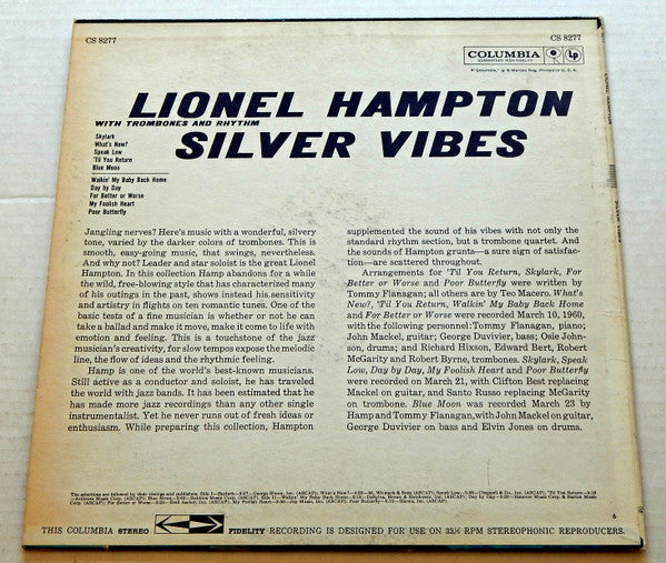 Lionel Hampton - Silver Vibes (With Trombones And Rhythm) - LP