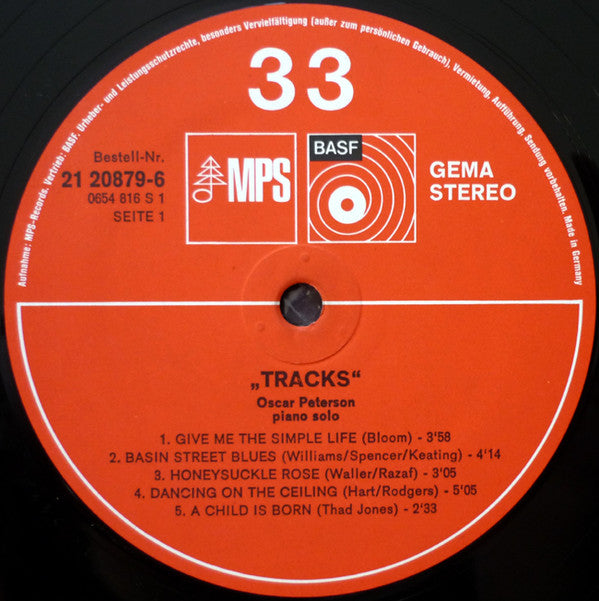 Oscar Peterson - Tracks - Oscar Peterson Piano Solo - LP