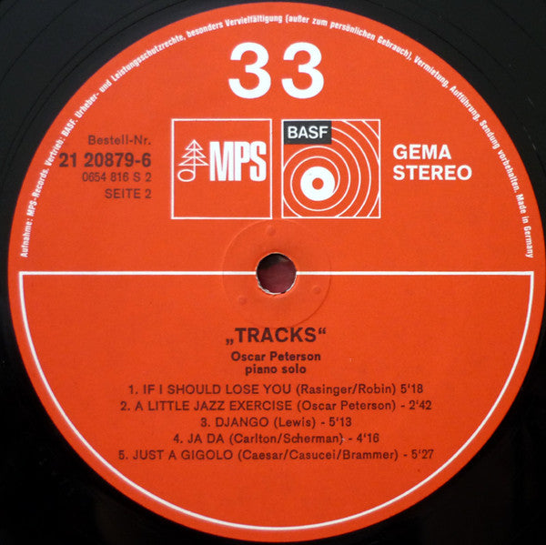 Oscar Peterson - Tracks - Oscar Peterson Piano Solo - LP