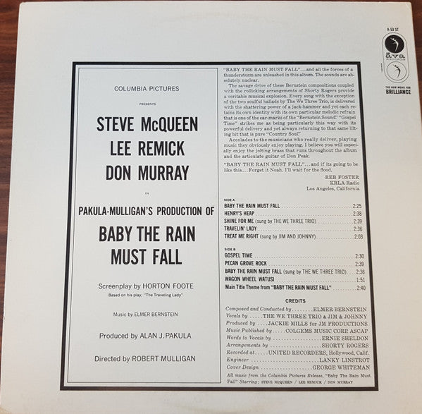 Elmer Bernstein - Baby The Rain Must Fall - LP