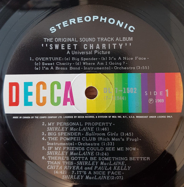 Shirley MacLaine, Sammy Davis Jr. - Sweet Charity (The Original Sound Track Album Of The Musical Motion Picture Of The '70's) - LP