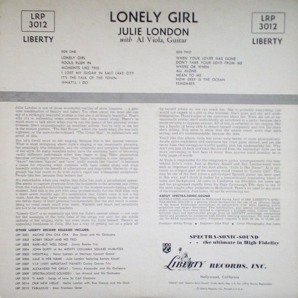 Julie London - Lonely Girl - LP