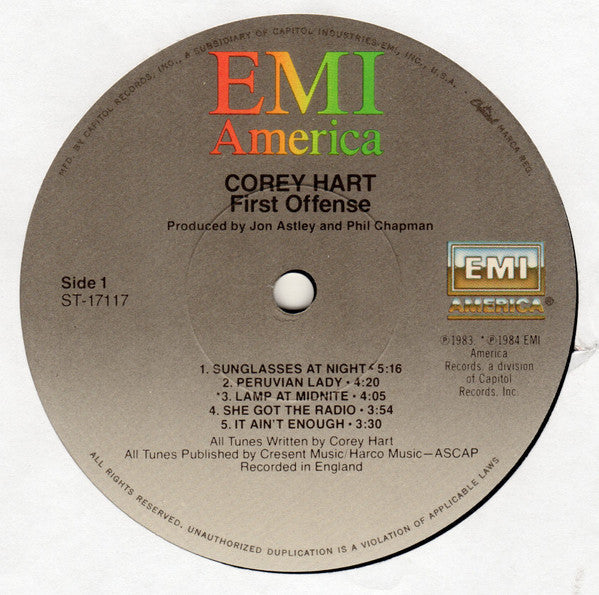 Corey Hart - First Offense - LP