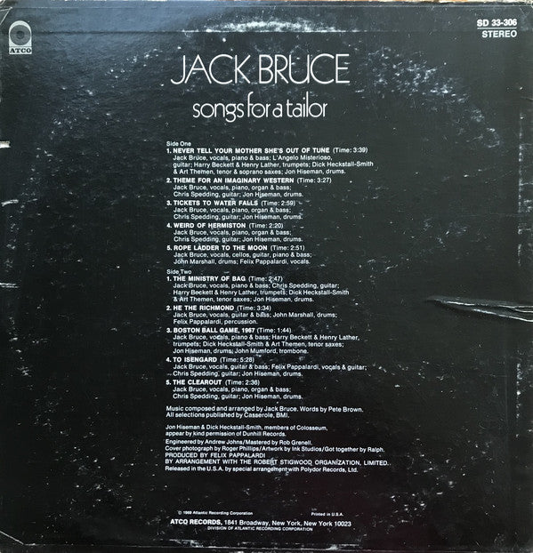 Jack Bruce - Songs For A Tailor - LP