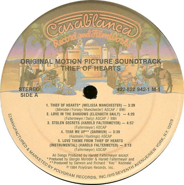Various - Thief Of Hearts (Original Motion Picture Soundtrack) - LP