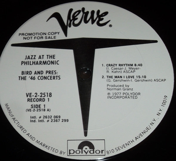 Jazz At The Philharmonic - Bird And Pres: The '46 Concerts - LP