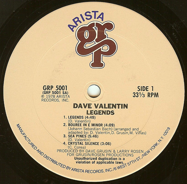 Dave Valentin - Legends - LP
