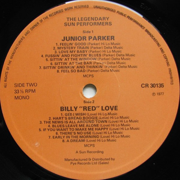Junior Parker* / Billy Love* - The Legendary Sun Performers - LP
