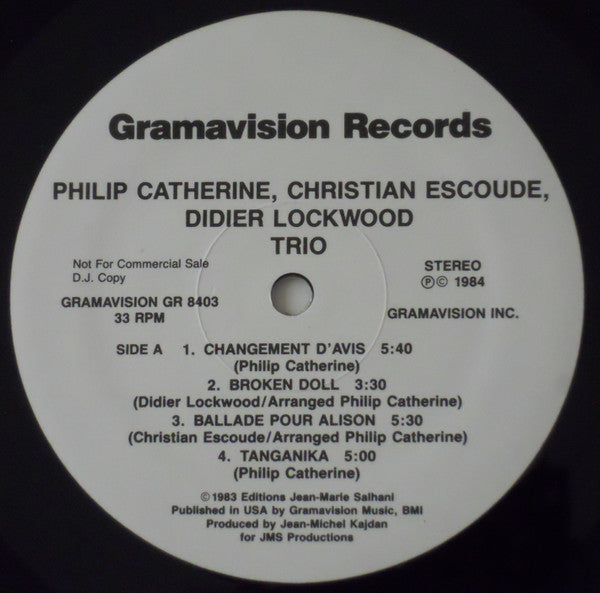 Catherine* / Escoude* / Lockwood* - Trio - LP