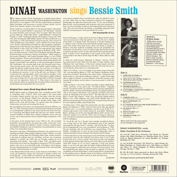 Dinah Washington With Eddie Chamblee And Orchestra - Dinah Sings Bessie Smith