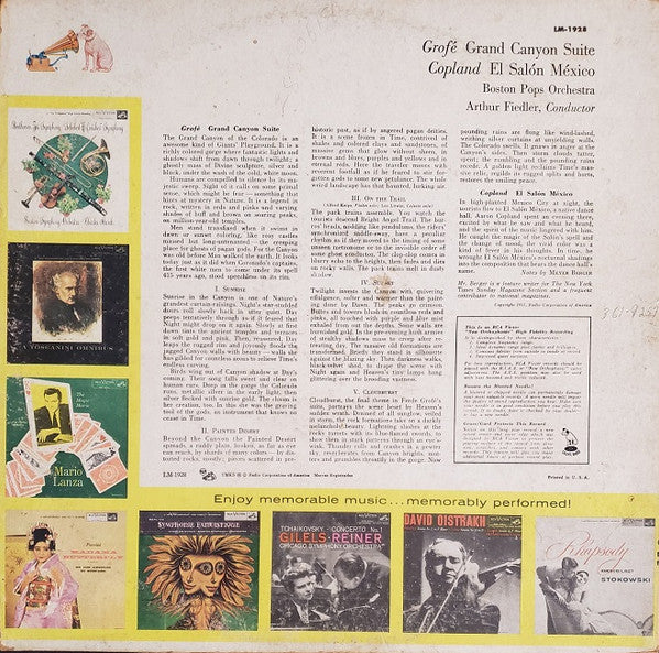 Boston Pops Orchestra .... Arthur Fiedler - Grand Canyon Suite • El Salón México - LP