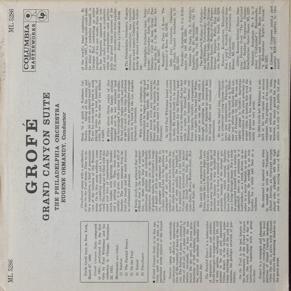 Grofé*, Eugene Ormandy / The Philadelphia Orchestra - Grand Canyon Suite - LP