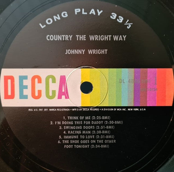 Johnny Wright (2) - Country... The Wright Way - LP
