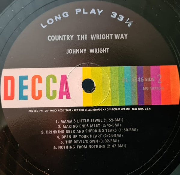 Johnny Wright (2) - Country... The Wright Way - LP