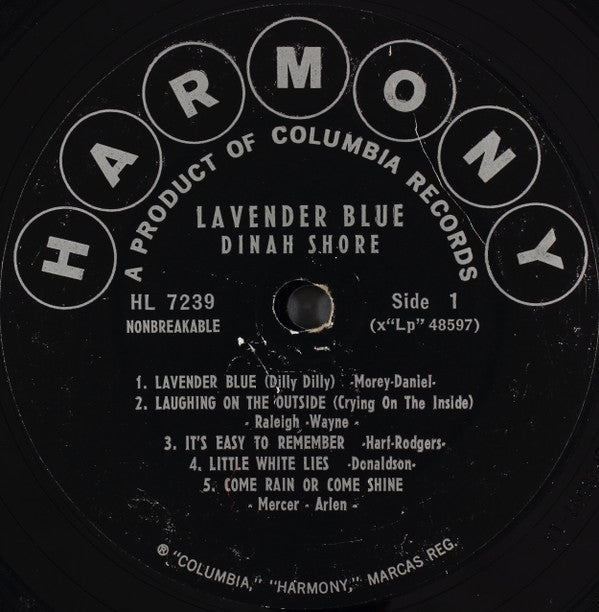 Dinah Shore - Lavender Blue - LP