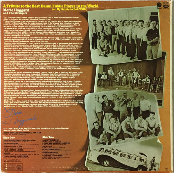 Merle Haggard - A Tribute To The Best Damn Fiddle Player In The World (Or, My Salute To Bob Wills) - LP