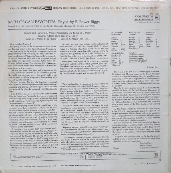 Bach* : E. Power Biggs - Bach Organ Favorites - LP