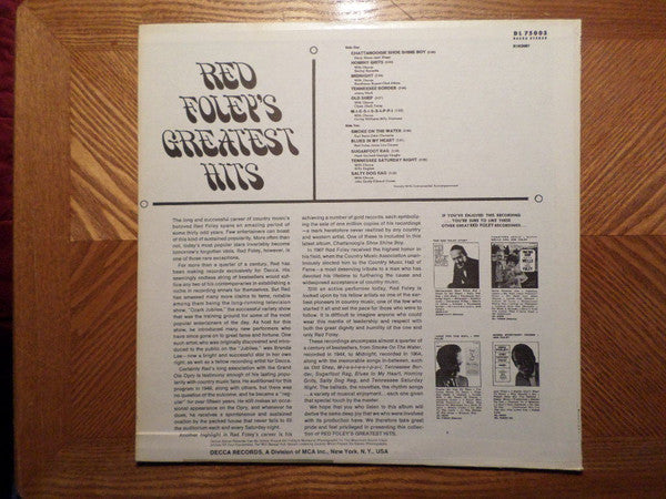 Red Foley - Red Foley's Greatest Hits - LP
