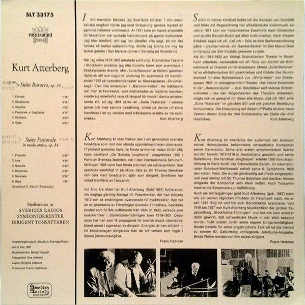 Kurt Atterberg, Medlemmar Ur Sveriges Radios Symfoniorkester* - Suite Barocco / Suite Pastorale - LP