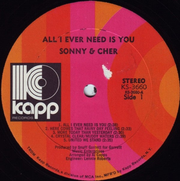Sonny & Cher - All I Ever Need Is You - LP