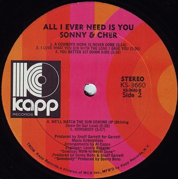 Sonny & Cher - All I Ever Need Is You - LP
