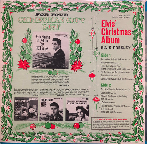 Elvis Presley - Elvis' Christmas Album - LP