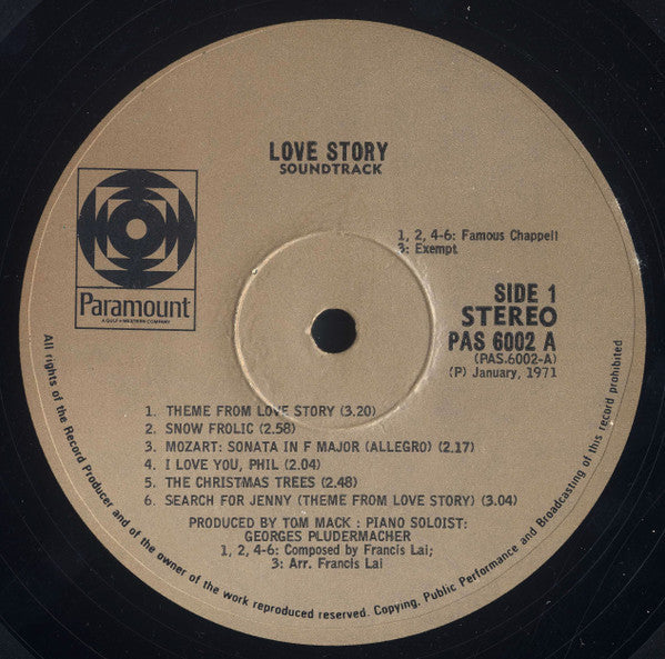 Francis Lai - Love Story - Music From The Original Soundtrack - LP