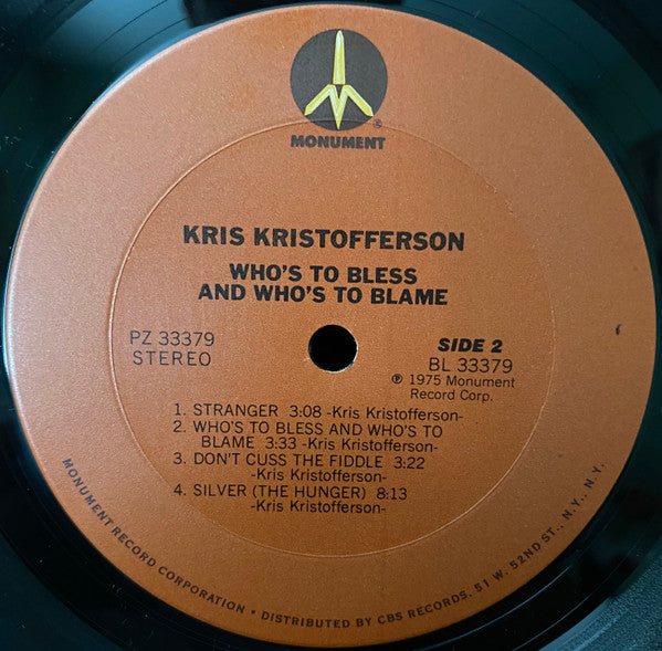 Kris Kristofferson - Who's To Bless And Who's To Blame - LP