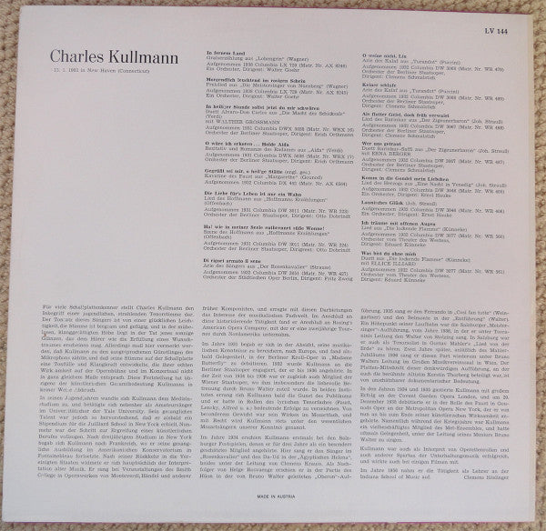 Charles Kullman - Lebendige Vergangenheit - Charles Kullman - LP