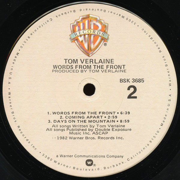 Tom Verlaine - Words From The Front - LP