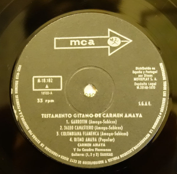 Carmen Amaya & Company - Testamento Gitano De Carmen Amaya - LP