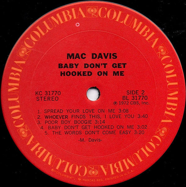 Mac Davis - Baby Don't Get Hooked On Me - LP