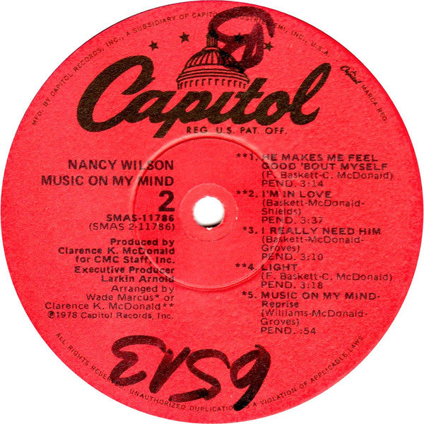Nancy Wilson - Music On My Mind - LP