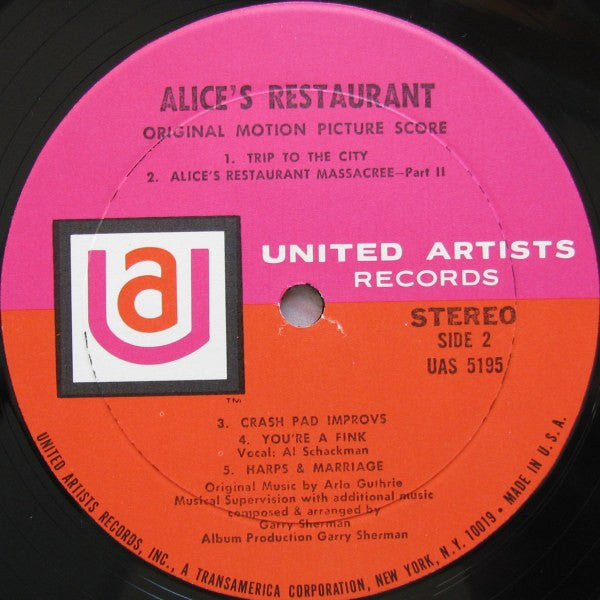 Arlo Guthrie, Garry Sherman - Alice's Restaurant (Original Motion Picture Score) - LP